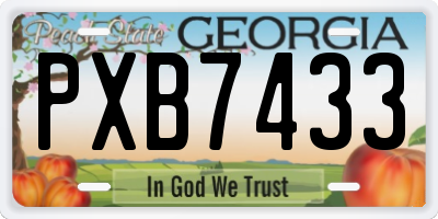 GA license plate PXB7433
