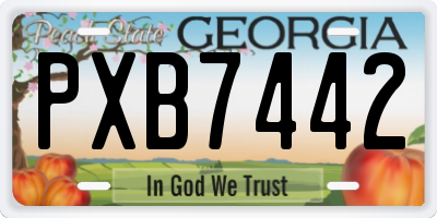 GA license plate PXB7442