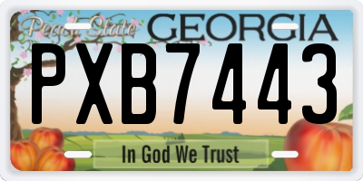 GA license plate PXB7443