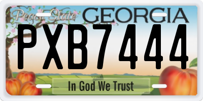 GA license plate PXB7444
