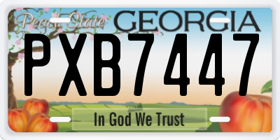 GA license plate PXB7447