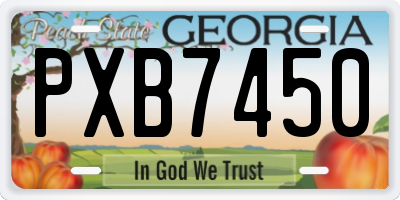 GA license plate PXB7450