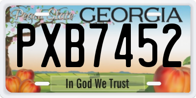GA license plate PXB7452
