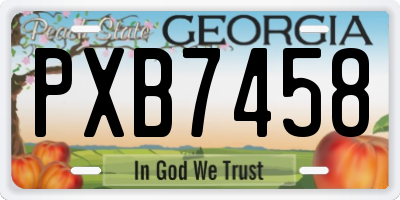 GA license plate PXB7458