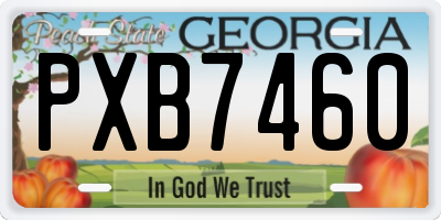 GA license plate PXB7460