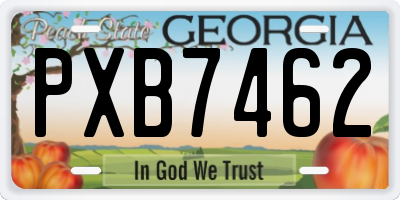 GA license plate PXB7462