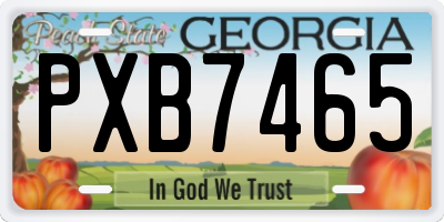 GA license plate PXB7465