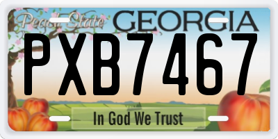 GA license plate PXB7467