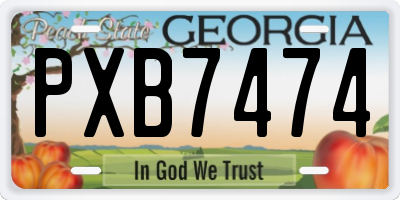GA license plate PXB7474