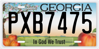 GA license plate PXB7475
