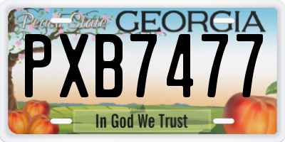 GA license plate PXB7477