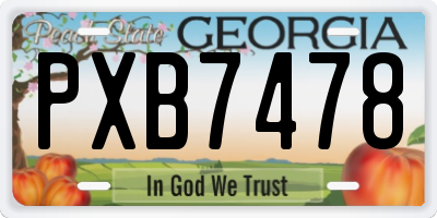 GA license plate PXB7478