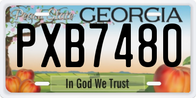 GA license plate PXB7480