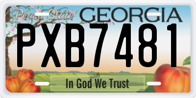 GA license plate PXB7481