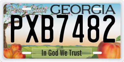 GA license plate PXB7482