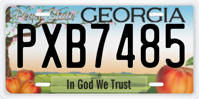 GA license plate PXB7485
