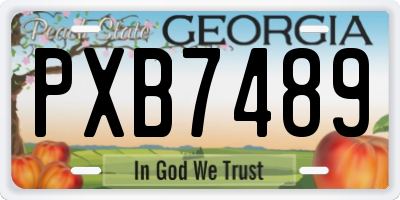 GA license plate PXB7489