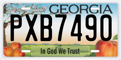 GA license plate PXB7490