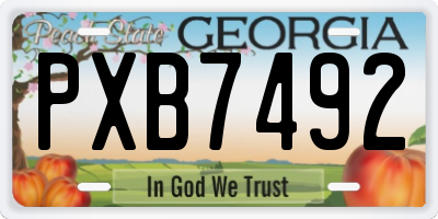 GA license plate PXB7492