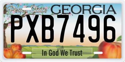 GA license plate PXB7496