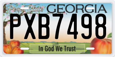 GA license plate PXB7498