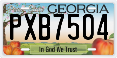 GA license plate PXB7504