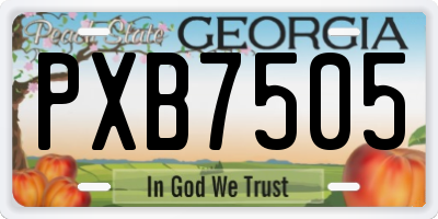 GA license plate PXB7505