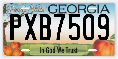 GA license plate PXB7509