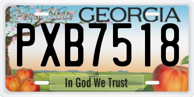 GA license plate PXB7518