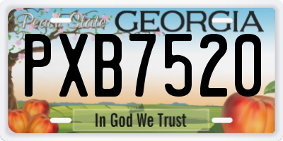 GA license plate PXB7520