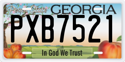 GA license plate PXB7521