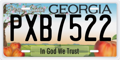 GA license plate PXB7522