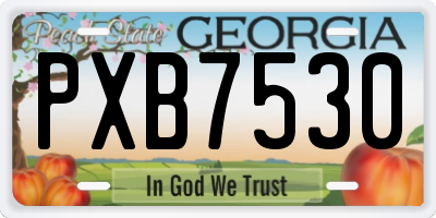 GA license plate PXB7530