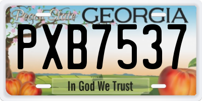GA license plate PXB7537