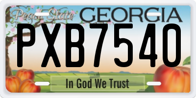 GA license plate PXB7540