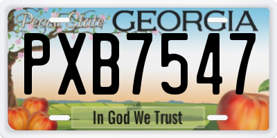 GA license plate PXB7547