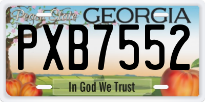 GA license plate PXB7552