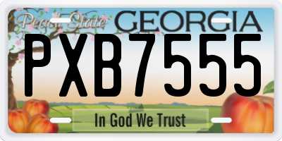 GA license plate PXB7555