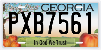 GA license plate PXB7561
