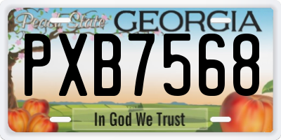 GA license plate PXB7568