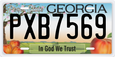 GA license plate PXB7569