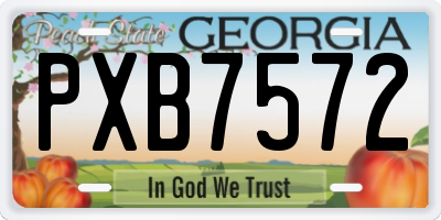 GA license plate PXB7572