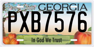 GA license plate PXB7576
