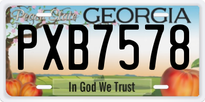 GA license plate PXB7578