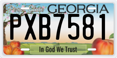 GA license plate PXB7581