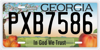 GA license plate PXB7586