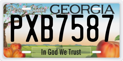 GA license plate PXB7587