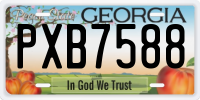 GA license plate PXB7588