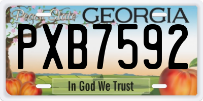 GA license plate PXB7592