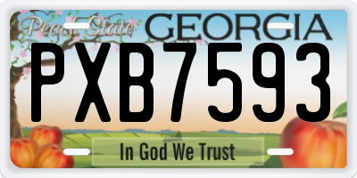 GA license plate PXB7593